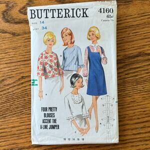 Vintage 1960s Butterick 4160 Sewing Pattern Womens Small Top & Jumper COMPLETE